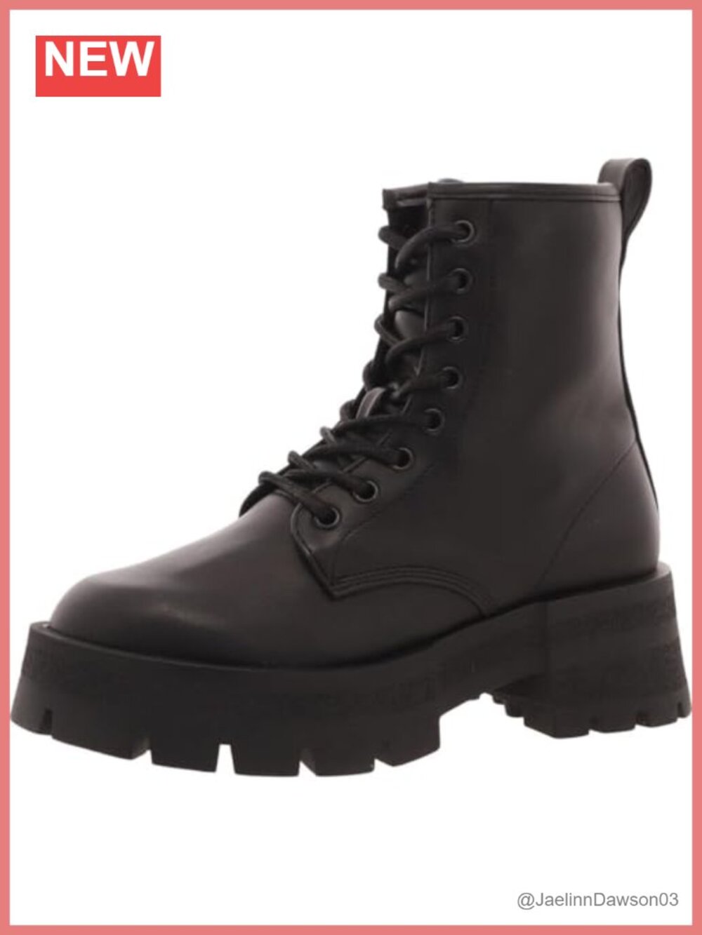 Women's Vegan Leather Combat Boots Lace Up Zip Ankle Bootie Block Heel